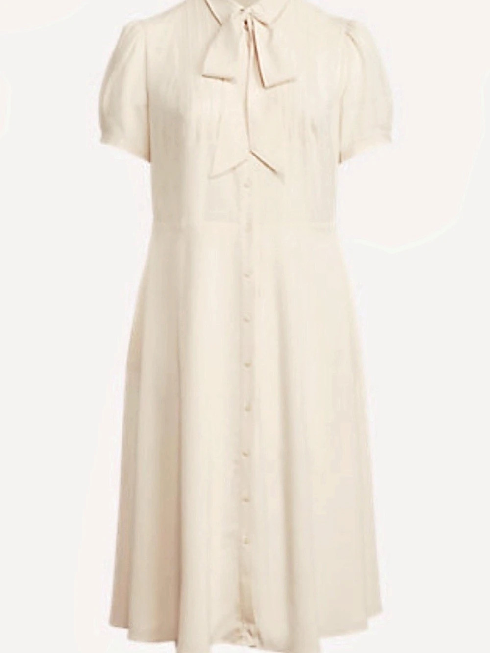 Lauren Ralph Lauren Ivory Cream Pleated Bib Button Front Midi Dress Size 4